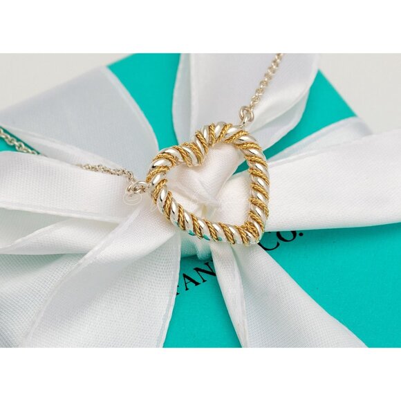 Tiffany & Co. Jewelry - Tiffany & Co. Necklace Twisted Heart Rope Pendant 18k & Silver